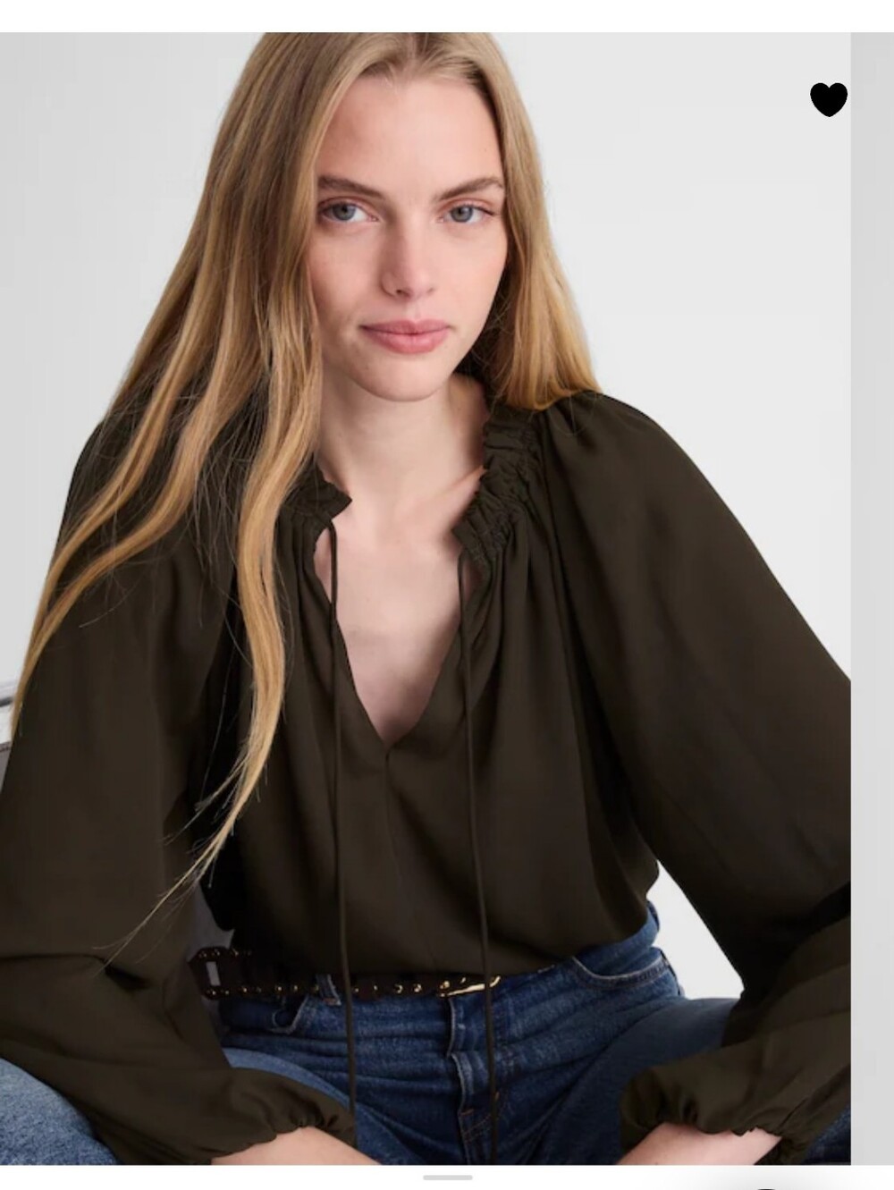 Madewell Long-Sleeve Tie-Neck Top